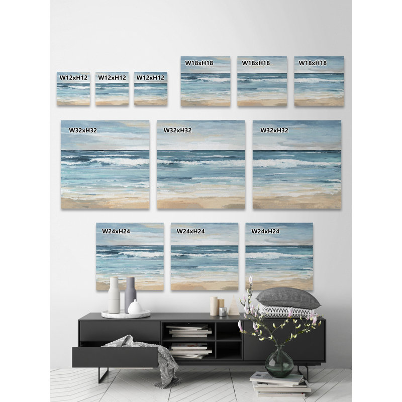 « blue waves » par parvez taj,-3 pièces, impression sur toile tendue, H 24 po x l 24 po x P 1,5 po