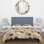 Fleurs de pivoines beiges et bleues antiques - Ensemble de housse de couette floral - Polyester en microfibre