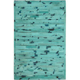 Area Cowhide Abstract Area Rug in Turquoise