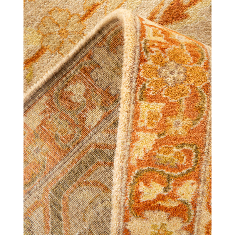Tapis unique noué à la main sable 7 pi 10 po x 10 pi 2 po Reona Mogul