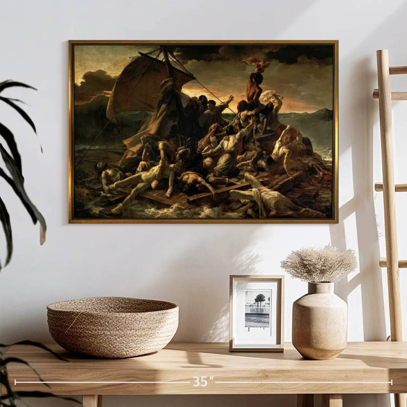 Le radeau de la méduse, 25 po x 17 po, Cadre flottant doré
