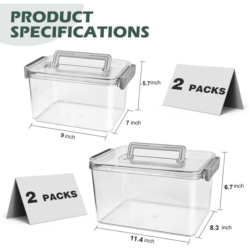 Ensemble de 4 bacs de rangement empilables en plastique avec couvercles