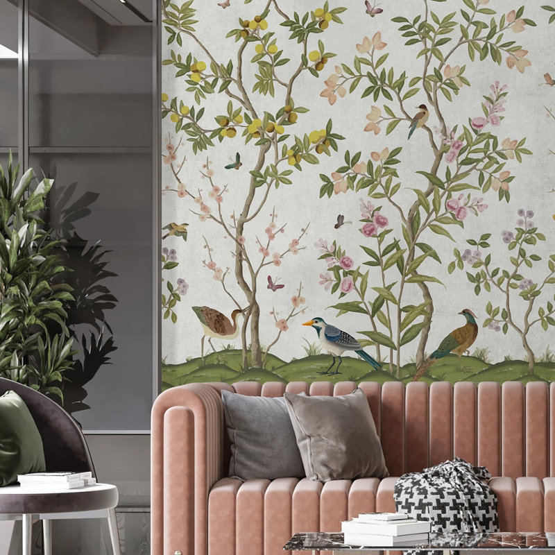Abstract Floral Peel & Stick Floral Border, 48" L x 48" W