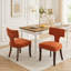 Ensemble de 2 chaises de salle à manger de style Mid-Century moderne, dossier courbé rembourré en tissu de lin ferme avec clous en cuivre, chaises de cuisine avec cadre en bois franc, orange-1950357854