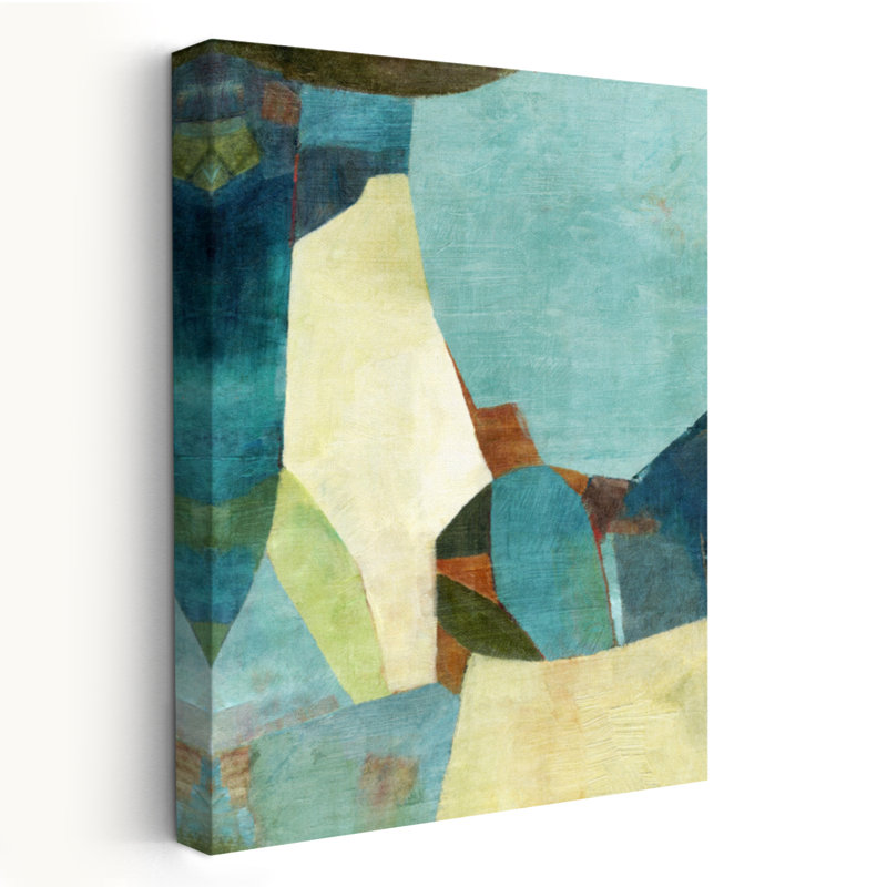 Mosaïque - art abstrait bleu marine et vert indigo, H 24 po x l 16 po
