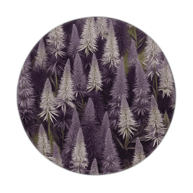 Tapis d'intérieur et d'extérieur mauve Botanical, Rond 5 pi