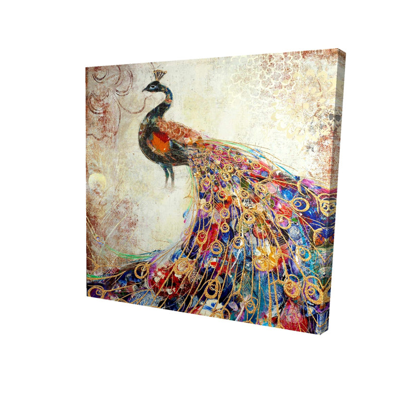 Toile de chambre à coucher oiseau majestueux paon orange | Décoration intérieure