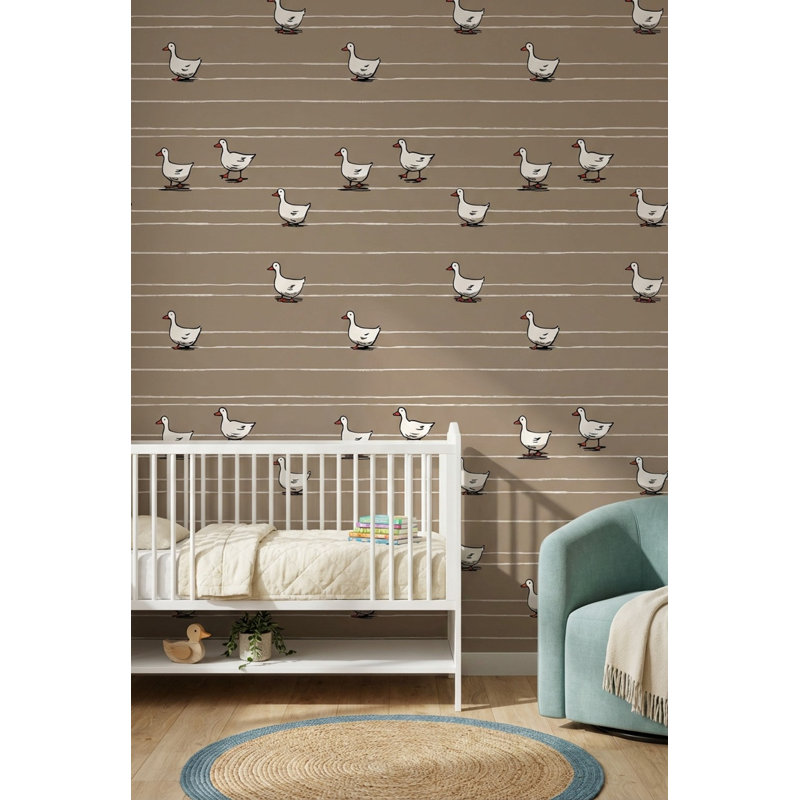 Papier peint moderne à rayures Ducks, Non-collé