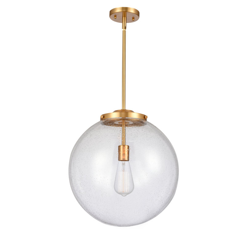 Luminaire suspendu sphère 1 lumière Frederick, H 17 po x l 16 po x P 16 po, Or satiné, Grainé