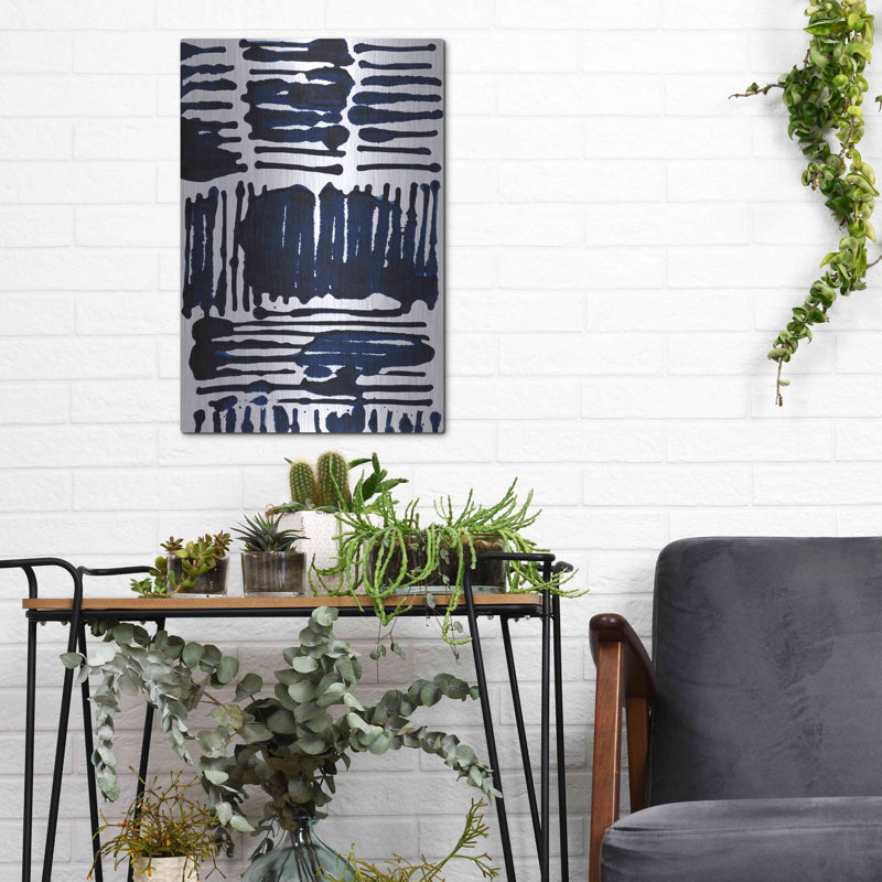 «Indigo Stripes I» par Jodi Fuchs, H 16 po x l 12 po