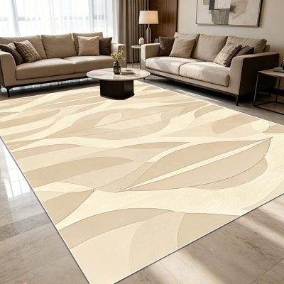 Tapis à motif géométrique à motif de treillis abstrait géométrique beige de 1 pièce pour le salon, doux et confortable, convient à toutes les saisons, facile à entretenir, tapis de sol intérieur lavable à la machine, sous la table de ferme convenant à la table à manger, à la chambre à coucher,