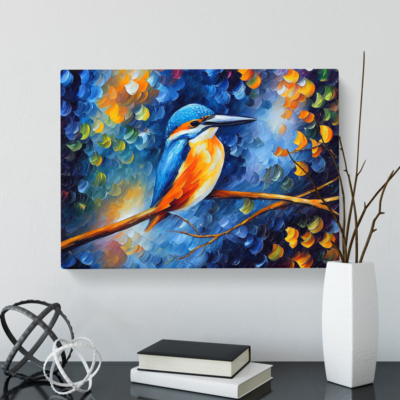 Kingfisher Bird Vol.3 Abstract - Wrapped Canvas, 50cm H x 76cm W x 3cm D