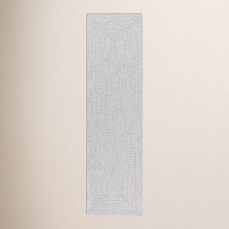 Tapis intérieur / extérieur tressé Edie, Tapis de couloir 2 pi 3 po x 6 pi, Argent gris