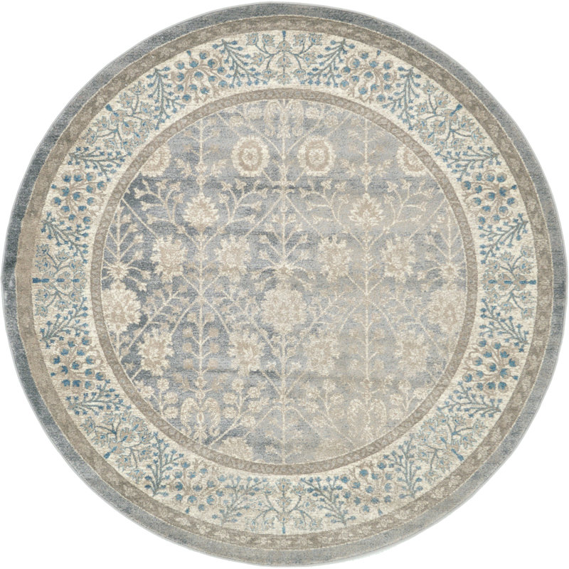 Moua Floral Indoor Rug, Round 7'