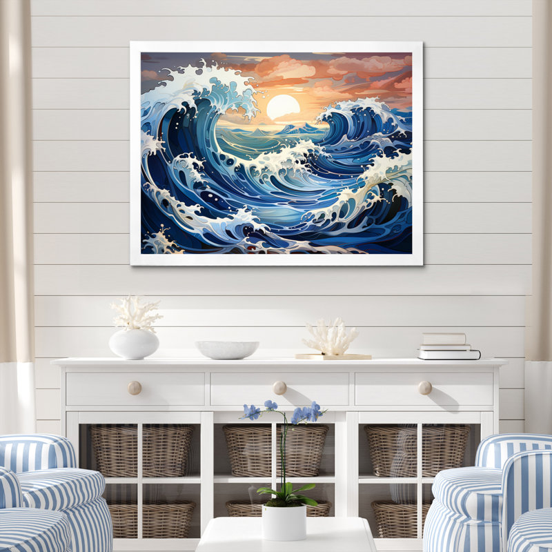 " Coastalwaves Ocean Symphony ", Gold Picture Framed, 24" H x 32" W x 1" D