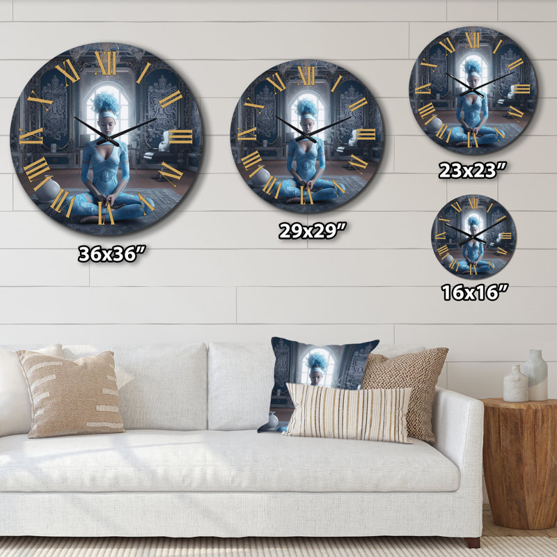 Horloge murale en métal Blue Yogini, Petit