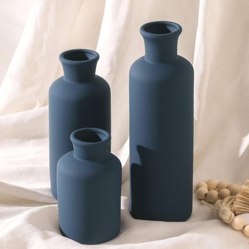 Ceramic vase set of 3, Navy Blue