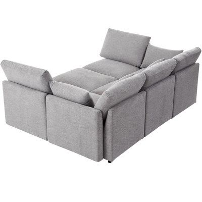 86.6" Sectional Sofa Modular Sofa U-Shaped Sofa Couch Sofa Bed L-Shaped Sofa With A Movable Ottoman And Two USB Ports For Living Room