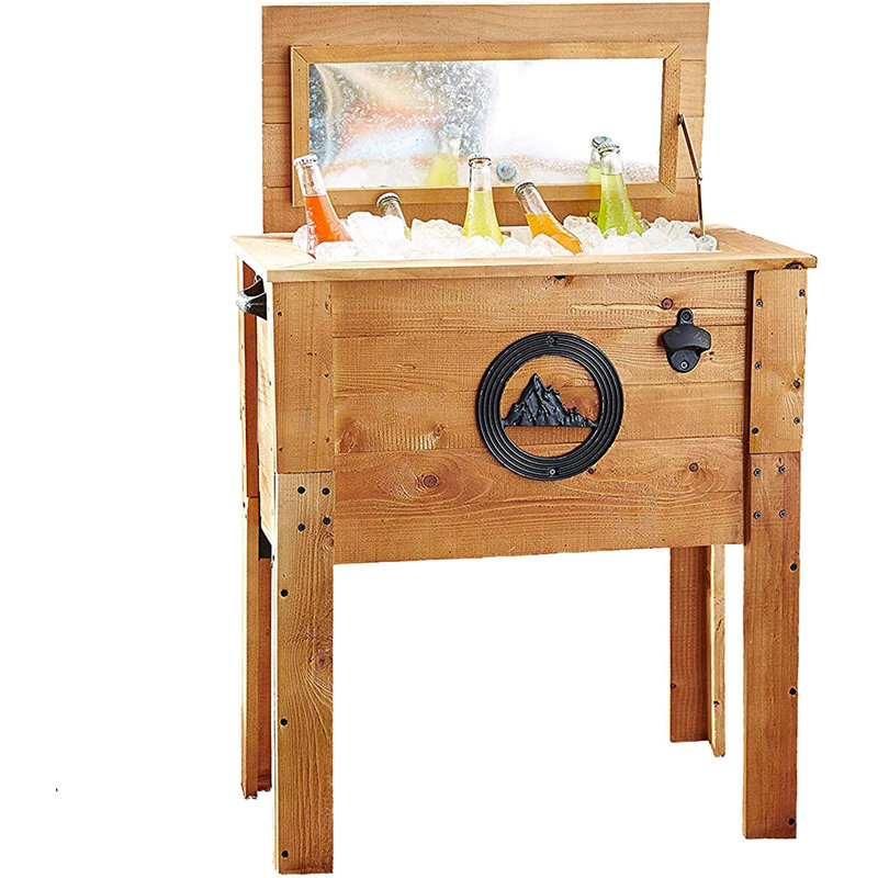 Backyard Expressions 45 Quarts Serving Station / Cart Cooler in Brown