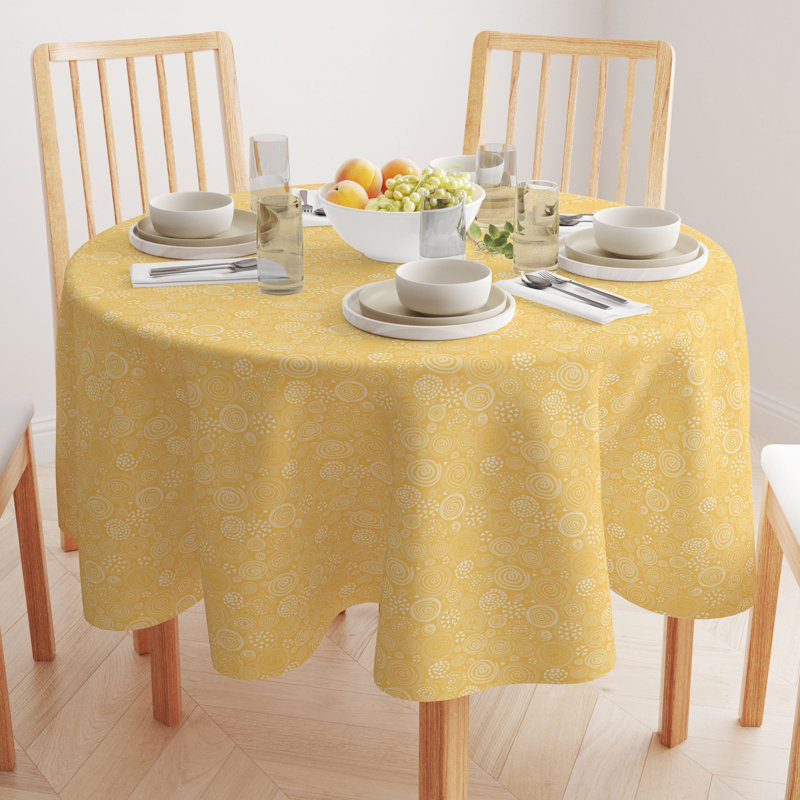 Round Geometric Cotton Twill Tablecloth