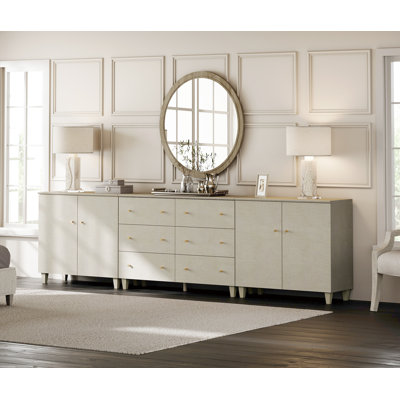 Cabriano 3-In-1 Wood Dresser Chest With 6 Drawers And 4 Doors For Bedroom Living Room, 118"W X 15.35"D X 32.4"H