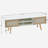 55.12-inch wicker TV cabinet, double sliding door storage, adjustable shelf, solid wood legs, living room TV cabinet, white