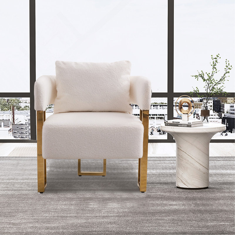 Chaise d'appoint rembourrée en tissu Charnwood, Ourson blanc