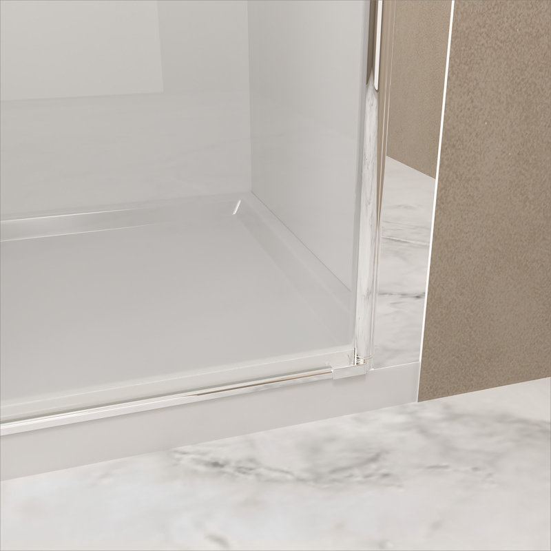 Porte de douche, porte de douche en verre trempé avec cadre en aluminium, film antidéflagrant