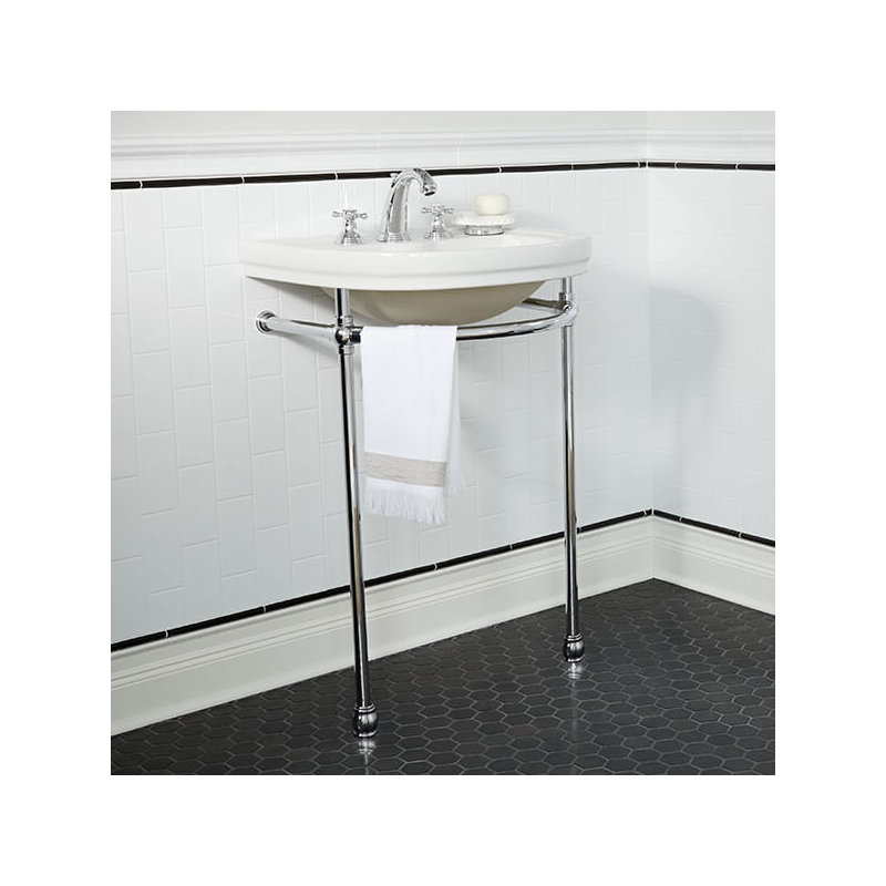 St. George White Vitreous China U-Shaped Console Bathroom Sink with Overflow