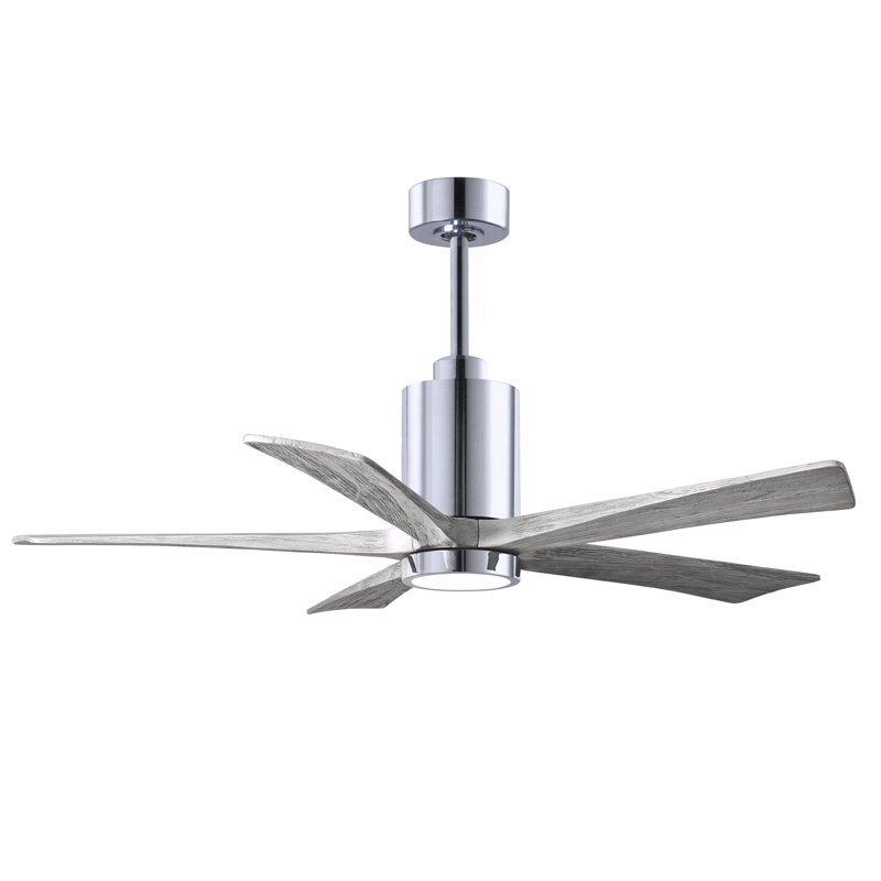 Ventilateur de plafond standard à DEL à 5 pales de 52 po avec télécommande et ensemble d'éclairage inclus, Chrome poli