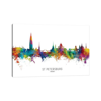 St Petersburg Russia Skyline City Name by Michael Tompsett - Wrapped Canvas Gallery-Wrapped Canvas Giclée