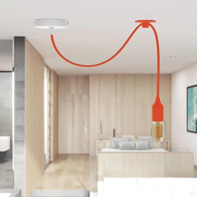 1 - Light Single Pendant, Orange, 107.5'' H x 10'' W x 10'' D