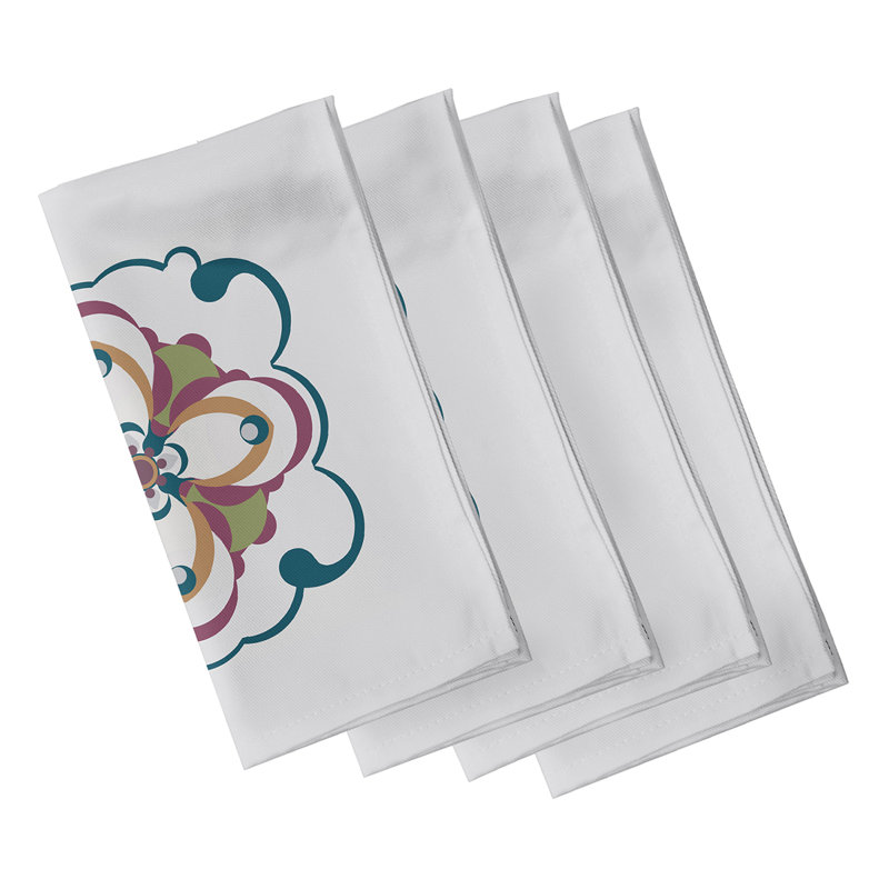 Ensemble de serviettes 4 pièces Souihla Too, L 18 po x L 18 po, Gris pâle / bleu sarcelle
