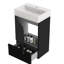 Meuble-lavabo moderne autoportant noir mat - évier en céramique et armoire de rangement efficace-426331050