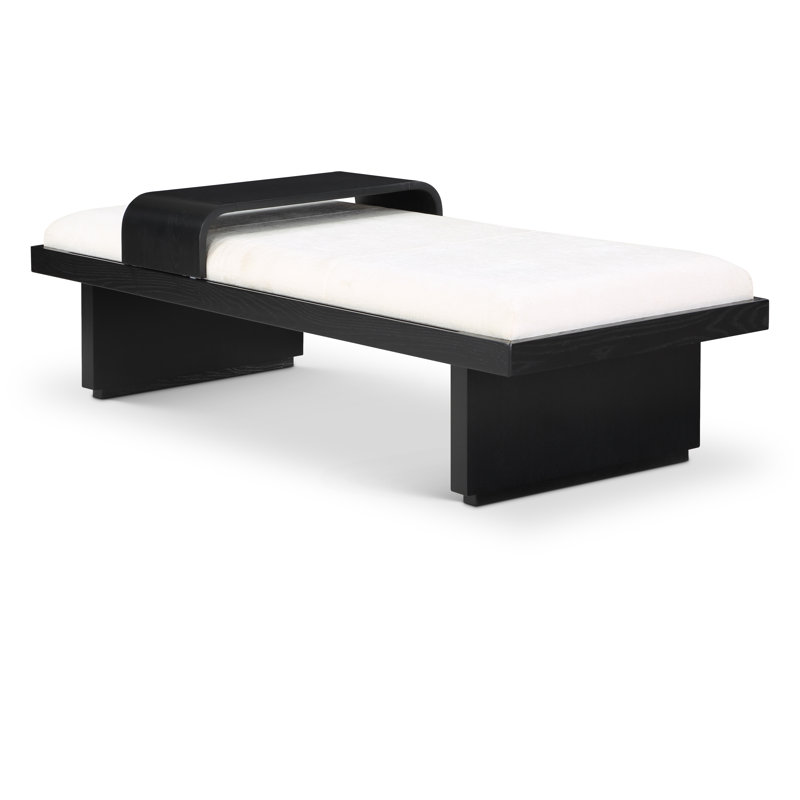 Arlington Bryaunna Chenille Fabric Upholstered Bench, Cream Chenille Fabric / Black Finish