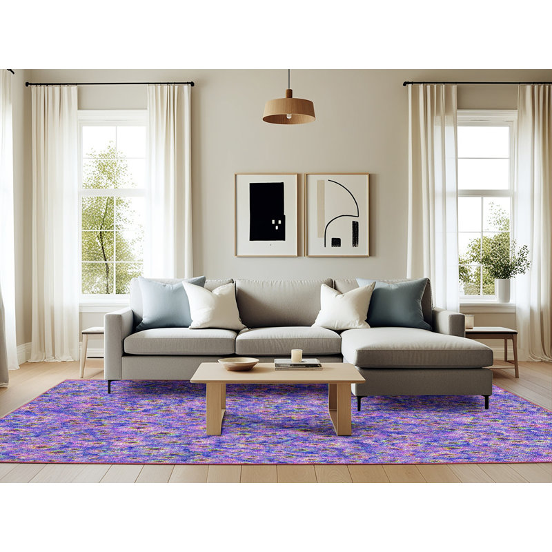 Tapis mauve/rose à tisser électrique, Rectangle 6 pi x 9 pi