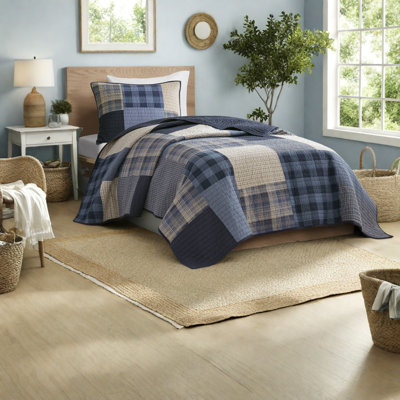Premium Cotton Twin Xl Bedding Sets, Modern Patchwork Design For Year-round Comfort