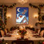 Ensemble de 3 impressions sur toile de Noël, père Noël survolant une maison avec renne