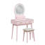Magnifique meuble-lavabo à finition rose avec miroir et tabouret avec tiroirs de rangement