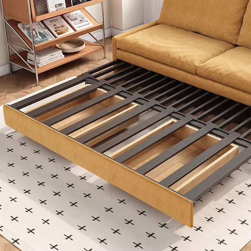 Canapé-lit convertible 74,8 po en coton jaune moutarde, 74.8"W*33.86"D*34.65"H