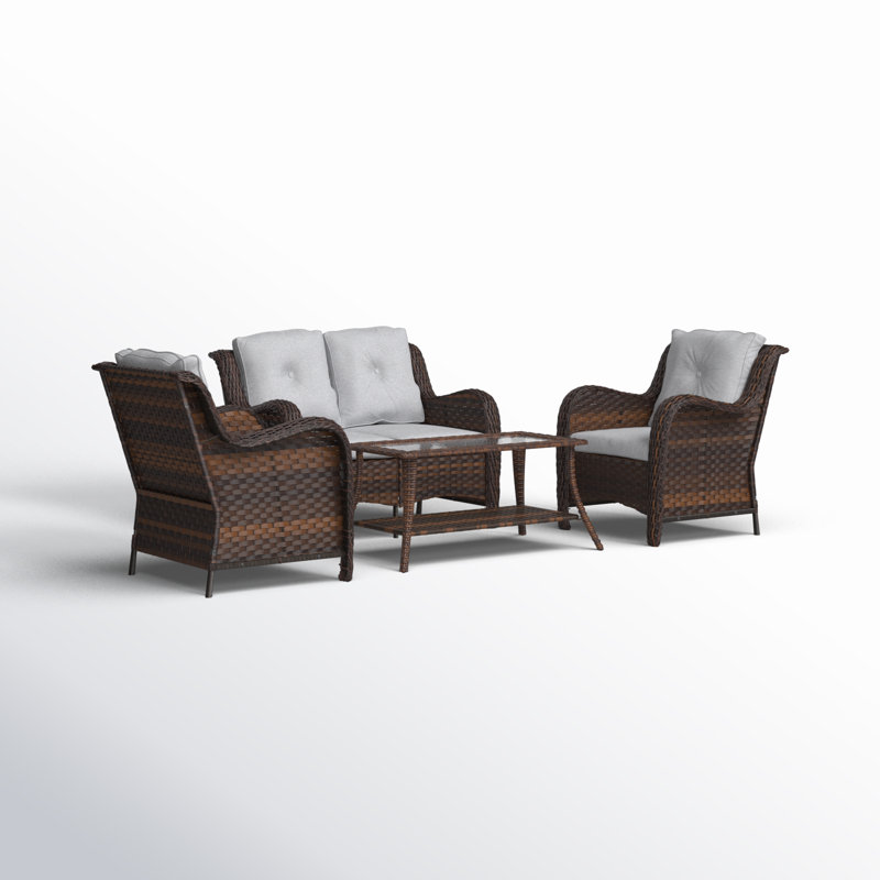 Aino 4 - Person Patio Conversation Set with Cushions