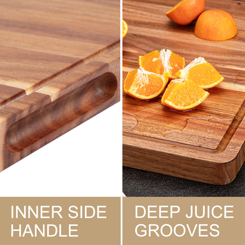 24'' Acacia Wood Extra Large Chopping Board with Handles and Juice Groove