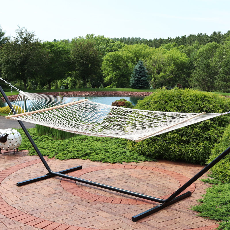 Cotton Rope Spreader Bar Hammock, 450 lb Capacity, White