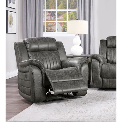 Fauteuil inclinable classique gris brunâtre classique avec accoudoirs moelleux et capitonnés à la verticale