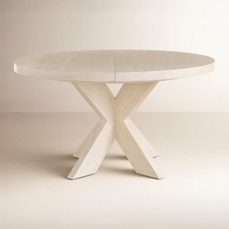 Baxley Extendable Round Dining Table, Ivory