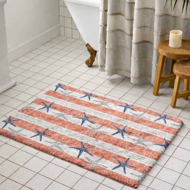 Premium Machine Washable Dream Shag ADS191 Starfish Rug, 2'6" x 3'10", Coral