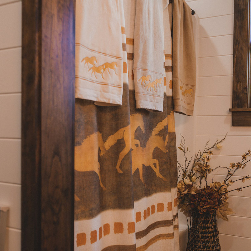 72" Earth Tone Fabric Shower Curtain with Running Horses