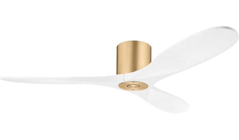 Maverick Smart Hugger Ceiling Fan, Burnished Brass, 52" Wide, Matte White