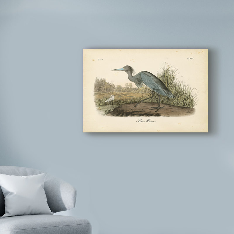 « blue héron », reproduction d’impression sur toile tendue, H 22 po x l 32 po x P 2 po