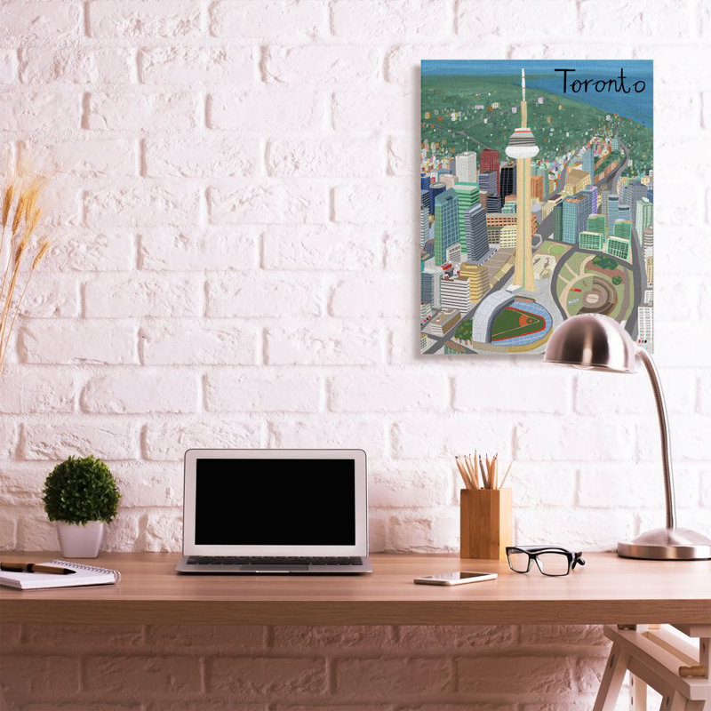 «Toronto City Skyline Colorful Landmark» par Carla Daly - impression d'art graphique, H 40 po x l 30 po x P 1,5 po
